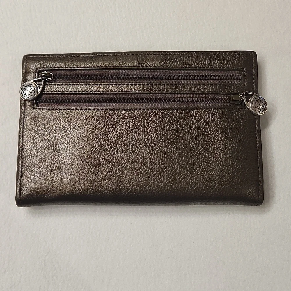 Brighton Embossed Medallion Leather Wallet in Dark Brown